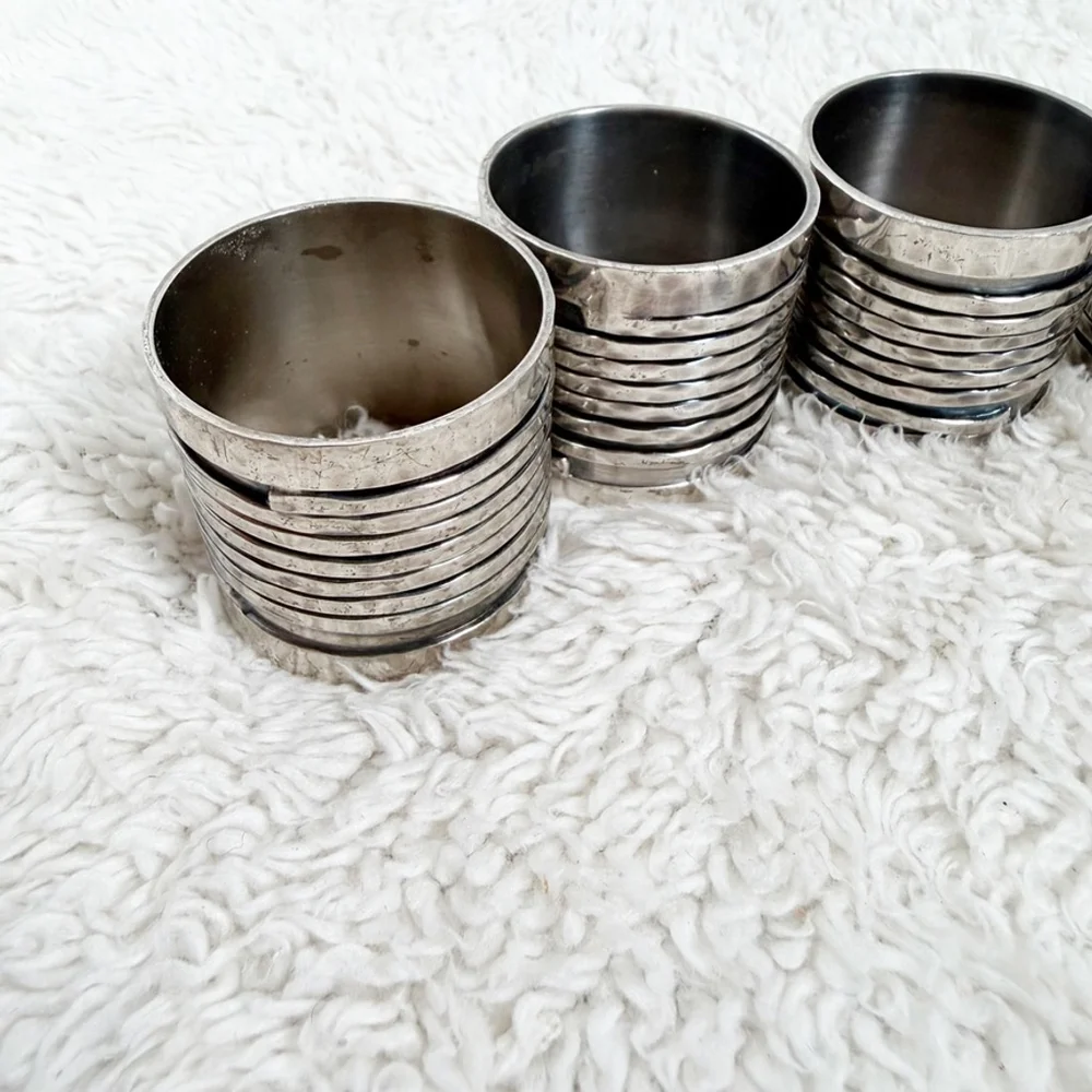 Vintage Silver Tone Napkin Rings Set of 4 Gothic Viking Medieval Hammered Metal